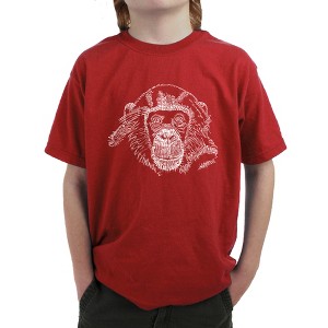 LA Pop Art Boy's Word Art T-shirt - Chimpanzee Red X Small - 1 of 4