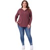 Agnes Orinda Women's Plus Size V Neck Long Sleeve Button Decor Solid Casual Tunic Tops - 3 of 4