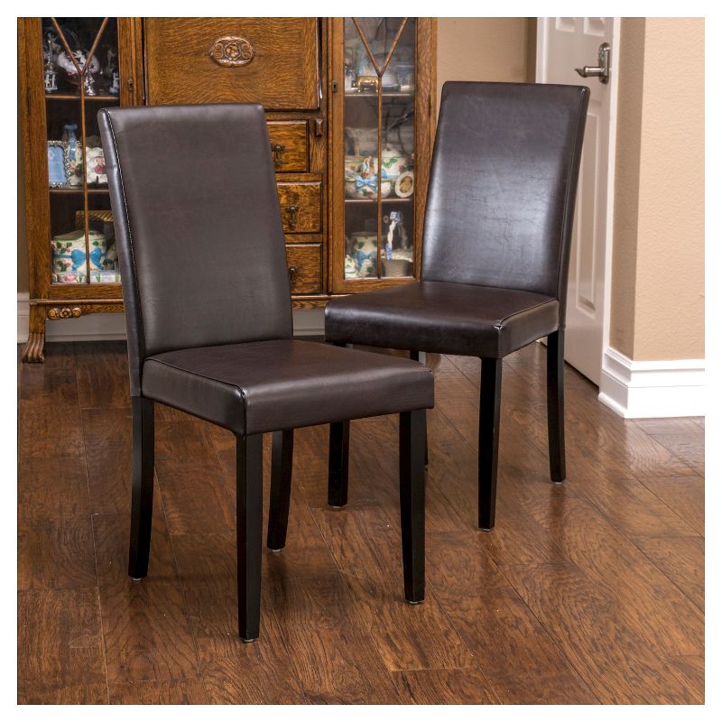 Set of 2 Ryan Bonded Leather Dining Chair Brown - Christopher Knight Home, 5 of 8