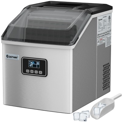 Stainless Steel Ice Maker Machine Countertop 48Lbs/24H Self-Clean with LCD Display