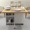 Folding Dining Table with Drop Leaf, 6 Wheels & 2-Layer Storage Shelf – Space Saving Movable Kitchen & Dining Room Table for Small Spaces - 4 of 4