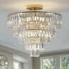 Dolonm Gold Crystal Chandeliers, Round Semi Flush Mount Chandelier Light Fixture,Large Contemporary Luxury Ceiling Lighting - 3 of 4