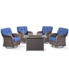 Buenhomino 5 Pieces Patio Wicker Furniture Set - 4 Outdoor Swivel Rocker Glider Chairs with Propane Fire Pit Table - 3 of 4