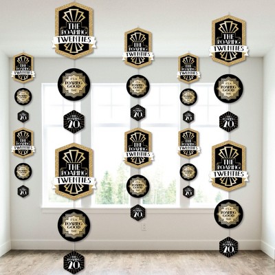 Big Dot of Happiness Roaring 20's - 1920s Art Deco Jazz Party DIY Dangler Backdrop - Hanging Vertical Decorations - 30 Pieces