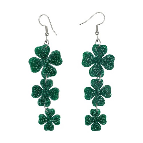 shamrock earrings St Patricks Day earrings dangle jewelry green 4