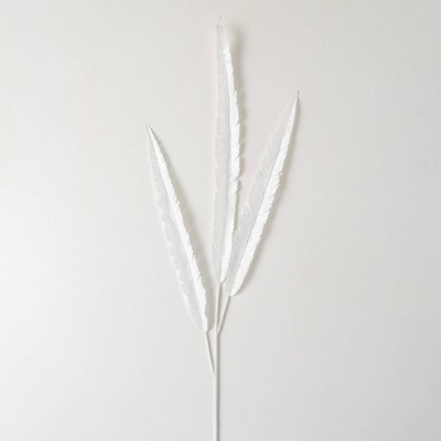 52"H Sullivans Artificial Christmas White Faux Feather Spray, Indoor Christmas Decor
