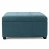 CAVINAS Velvet Fabric Storage Ottoman Bench with Gold Embroidery Footstool,Upholstered Storage Ottoman,Storage Benches for Living Room,Bedroom - 2 of 4