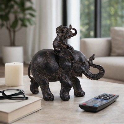 Elephant Figurine for Home Decor - Polyresin Baby Elephant Sculpture ...