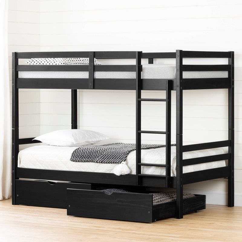 Fakto Kids&#39; Bunk Beds and Rolling Drawers Set Matte Black - South Shore, 3 of 18