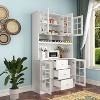 Hitow Wooden Pantry Cabinet with 3 Drawers, 13 Shelves and Cup and Bottle Holders Food Storage Cabinet - 2 of 4