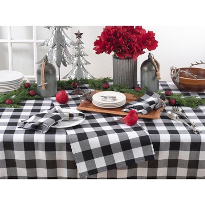Black and White Cotton-Poly Buffalo Plaid Table Runner