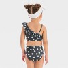 Toddler Girls' Floral Printed One Shoulder Ruffle Bikini Set - Cat & Jack™ Black - 2 of 3