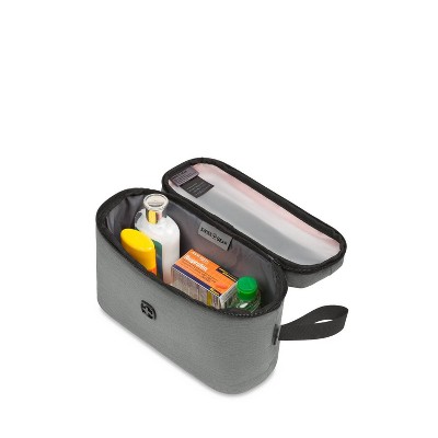 SWISSGEAR Travel Dopp Kit - Gray: Zipper Closure, Handle, Multiple Compartments
