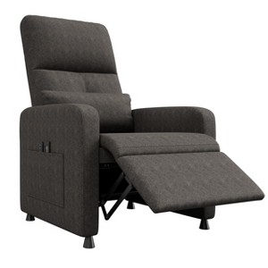 Power Recliner Chair, Ergonomic Linen Single Sofa with Padded Seat & 2 Side Pockets, Adjustable Electric Recliner for Living Room, Bedroom - 1 of 4