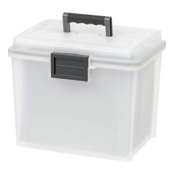 IRIS USA Portable Letter Size File Box with Handle for Hanging Folders