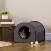 FURNIinspire Pet Crates And Houses Portable Heated Cat Bed Waterproof Pet House, Indoor Comfy Folding Cat House, Black, 21.25"*15.74"*13.5" - 2 of 4