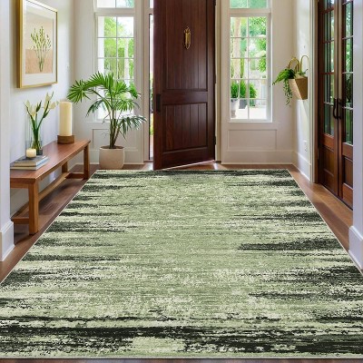 8x10 Area Rug for Kids Room – Modern Abstract Machine Washable Non-Slip Low Pile Carpet, Ultra Soft, Stain-Resistant, No-Shedding, Green