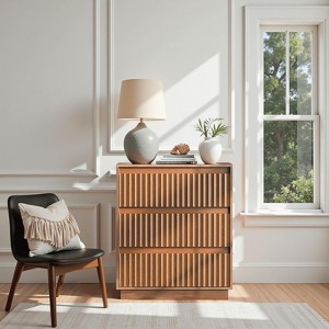 Koligey 3-Drawer Dresser 27.5"W Single Dresser With Waveform Fluted Panel - 1 of 4