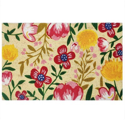 First Concept Door Mat, 30 in. L X 18 in. W Flowers Coir, Multicolored