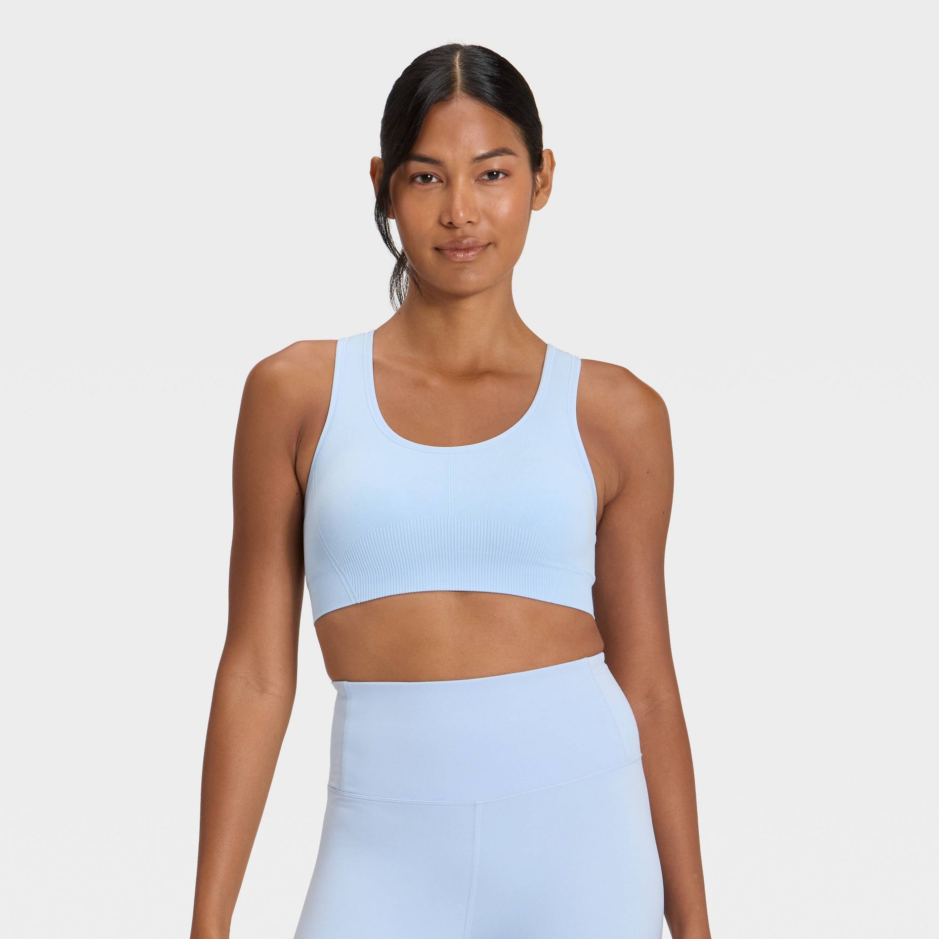 Women's Seamless Medium Support Racerback Sports Bra - All In Motion™ Gentle Blue XS