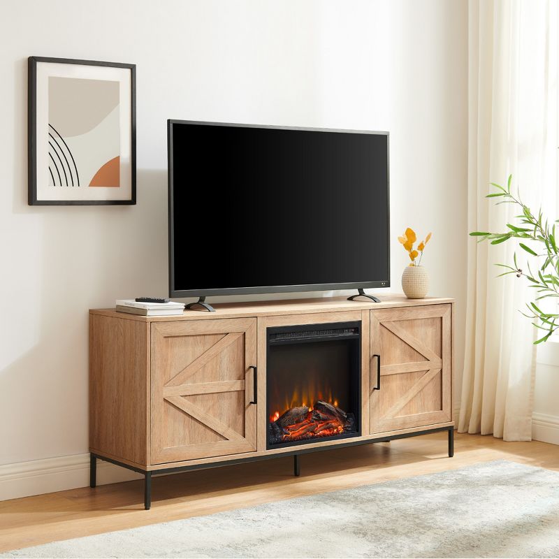 Modern Farmhouse 2 Door Electric Fireplace TV Stand for TVs up to 65" - Saracina Home, 3 of 13