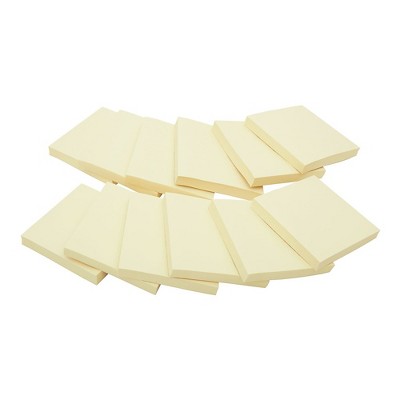 Staples Stickies Recycled Notes 3" x 3" Yellow 12 Pads/Pack (S-33YR12) 105809