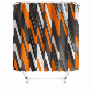 Black And White Orange Wave Map Shower Curtains for Bathroom Waterproof Fabric Bath Curtain Durable Soft Stylish Bathroom Decor 72x72 Inch - 1 of 1