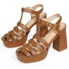 Allegra K Women's Platform Square Toe T-Strap Chunky Heel Sandals - 2 of 4
