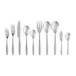 Nambe Aidan 45 Piece Flatware Set, 18/10 Mirror Stainless Steel Silverware Cutlery Set, Service for 8 and a 3-Piece Hostess Utensil Set,Silver
