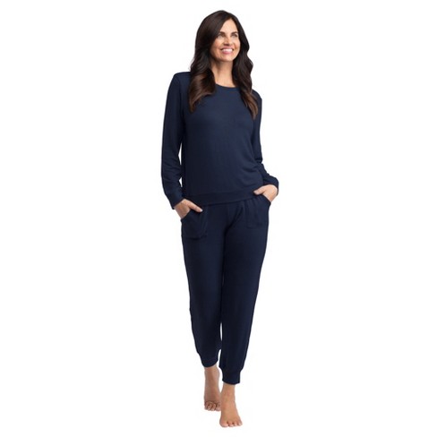 LELEBEAR Cotton Lounge Set, Cotton Jersey Lounge Set (Blue Long Sleeves,  XX-Large) at  Women's Clothing store