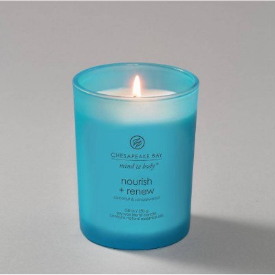 Light Blue Frosted Glass Soy Jar Candle with Wood Lid