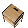 Rattan Nightstand, 15.75" Rattan End Table, Rattan Wood End Side Accent Table Nightstand w/Charging Station, Cane End Table w/Drawer&Solid Wood Legs B - 3 of 4