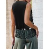 Nlife Women's Solid Color Sparkly Sequin Fringed Trim Sleeveless Glitter Jacket - 3 of 4