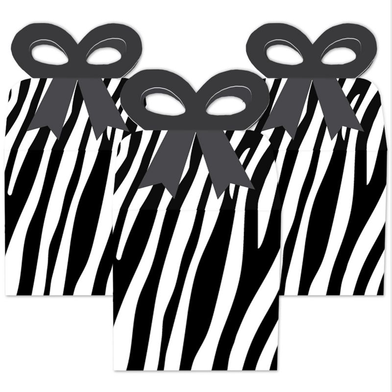 Big Dot of Happiness Zebra Print - Square Favor Gift Boxes - Safari Party Bow Boxes - Set of 12, 2 of 9