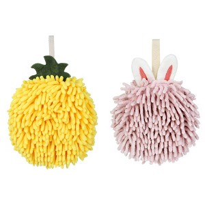 REGALWOVEN 2 Pcs Comfortable Soft Absorbent Chenille Fuzzy Hand Towels - 1 of 4