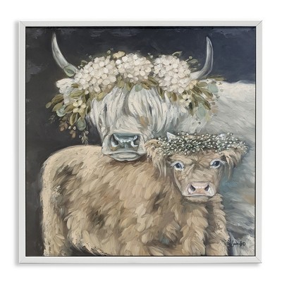 Stupell Industries Highland Cattle with Flower Garlands, 12" x 12"