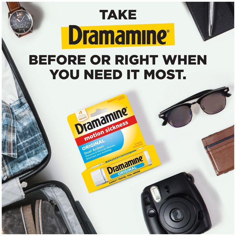 Dramamine Original Formula Motion Sickness Relief Tablets for Nausea, Dizziness &#38; Vomiting - 12ct, 5 of 8