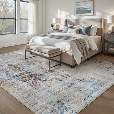 MontVoo Abstract Modern Non-Slip Washable Rug Multi