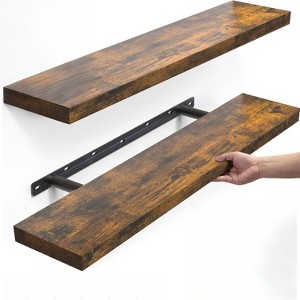 Attop Floating Shelves, 22.5" Rustic Wood Wall Mounted Shelves for Bathroom, Bedroom, Living Room&Kitchen - 1 of 4
