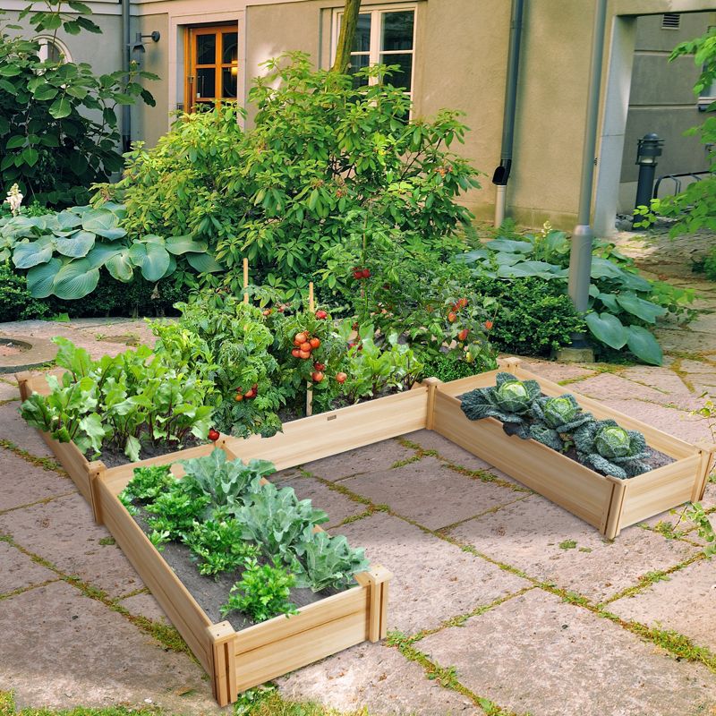 Tangkula Elevated Garden Bed U-shaped Wooden Planters Flexible Combination Suitable for Vegetable Flower Herb, 2 of 8