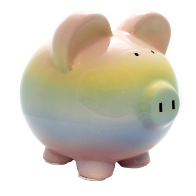 Bank 7.75" Rainbow Ombre Bank Money Save  -  Decorative Banks