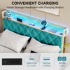King Upholstered Bed Frame | LED Lights & Charging Station | Diamond Headboard | Metal Slats - No Box Spring | Noise Free & Easy Setup - 4 of 4