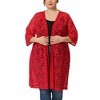 Agnes Orinda Women's Plus Size Lace Open Front 3/4 Sleeve Long Cardigans - 2 of 4