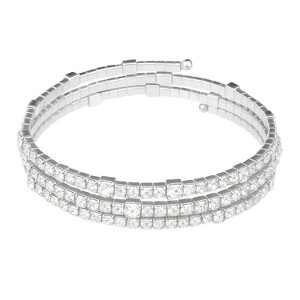 Silver Copper Crystal - Embellished Modern Women's Stretch Bracelet - 1 of 4