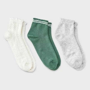 Women's Pointelle 3pk Ankle Socks with Scallop Cuff - Auden™ 4-10 - 1 of 3