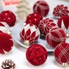 12PCS Multiple Colors Flocked Christmas Ornaments Set, 3.15 in Velvet Christmas Decorations Painted Shatterproof Plastic Balls - 2 of 4