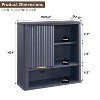 Bathroom Wall Cabinet with Sliding Door, Wood Hanging Cabinet with Adjustable Shelf & Faux Marble Top, Over The Toilet, Bathroom Cabinet - 2 of 4