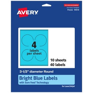 Avery Bright Blue Paper Labels, 3.5" Diameter Round - 1 of 4