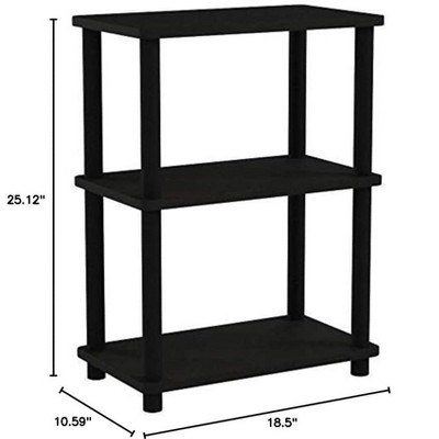 Espresso Black 3-Tier MDF and PVC Living Room Bookshelf