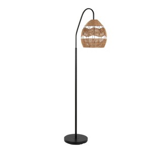 LumiSource Congo Contemporary 64" Metal Floor Lamp in Matte Black Metal/Brown Rope - 1 of 4